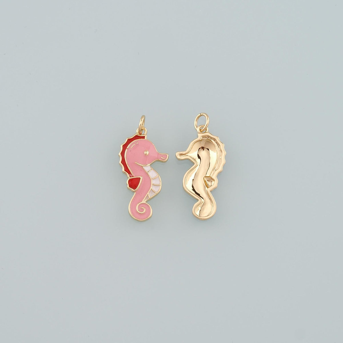 Gold Seahorse Charms,18K Gold Filled Seahorse Pendant,Enamel Seahorse Charm Bracelet Necklace for DIY Jewelry Making Supply