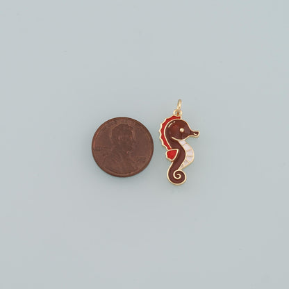 Gold Seahorse Charms,18K Gold Filled Seahorse Pendant,Enamel Seahorse Charm Bracelet Necklace for DIY Jewelry Making Supply