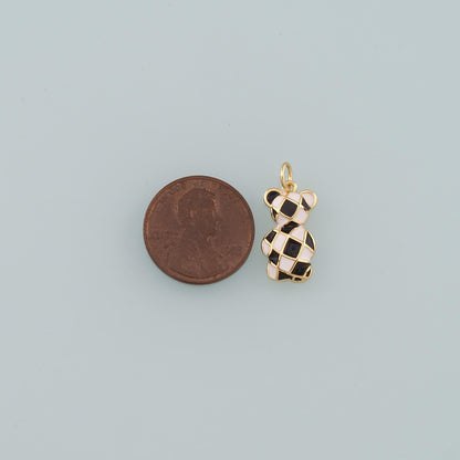 18K Gold Filled Bear Pendant,Enamel Bear Charm Bracelet Necklace for DIY Jewelry Making Supply
