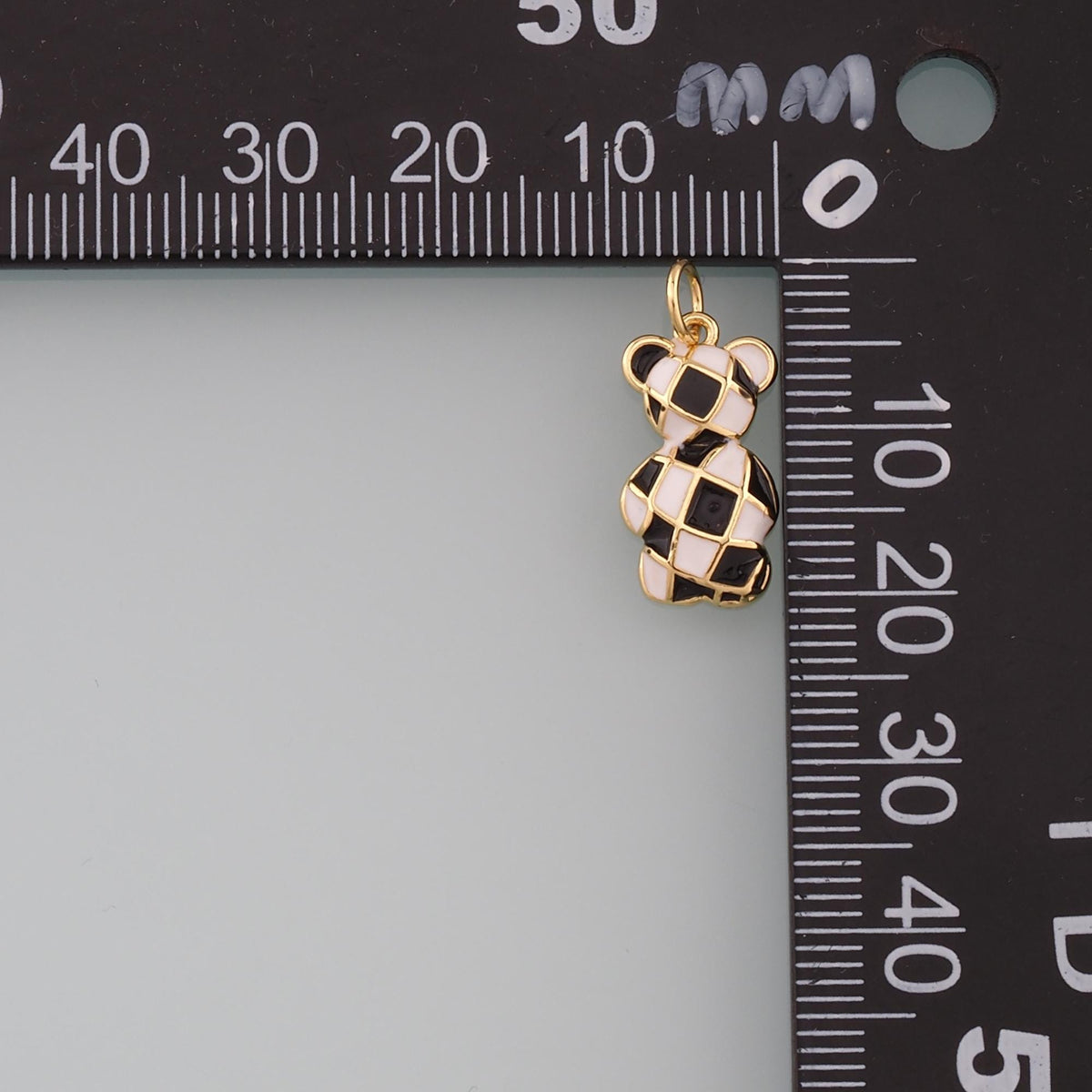 18K Gold Filled Bear Pendant,Enamel Bear Charm Bracelet Necklace for DIY Jewelry Making Supply