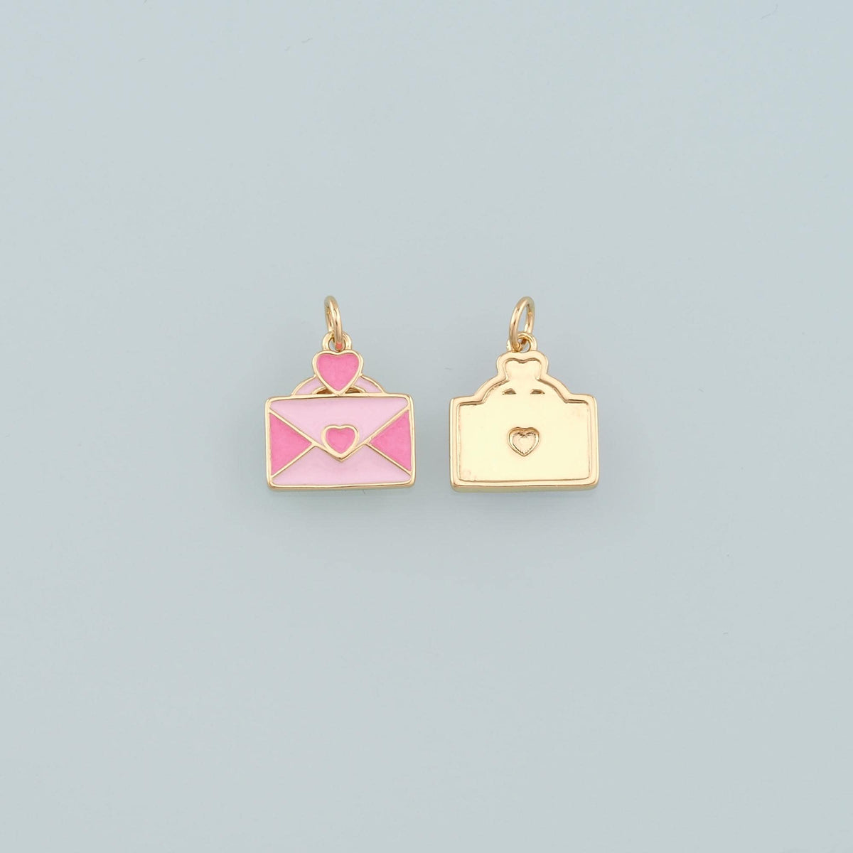18K Gold Filled Envelope Pendant,Enamel Love Letter Charm Bracelet Necklace for DIY Jewelry Making Supply