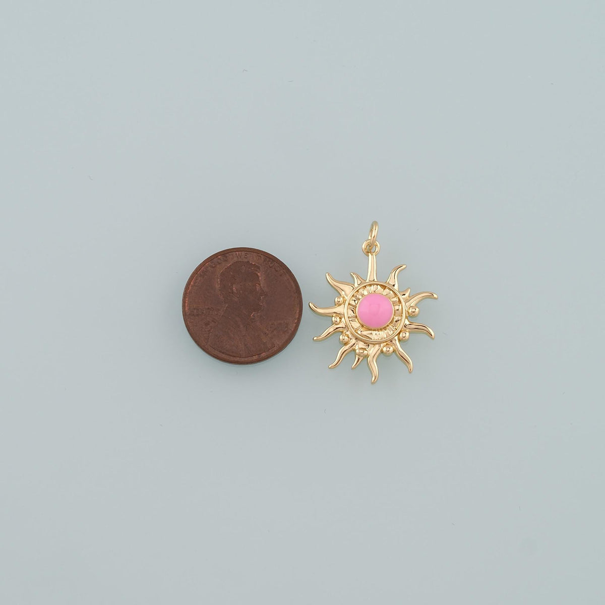 18K Gold Filled Enamel Sun Charm Pendant for Jewelry Making