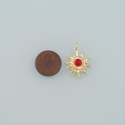 18K Gold Filled Enamel Sun Charm Pendant for Jewelry Making
