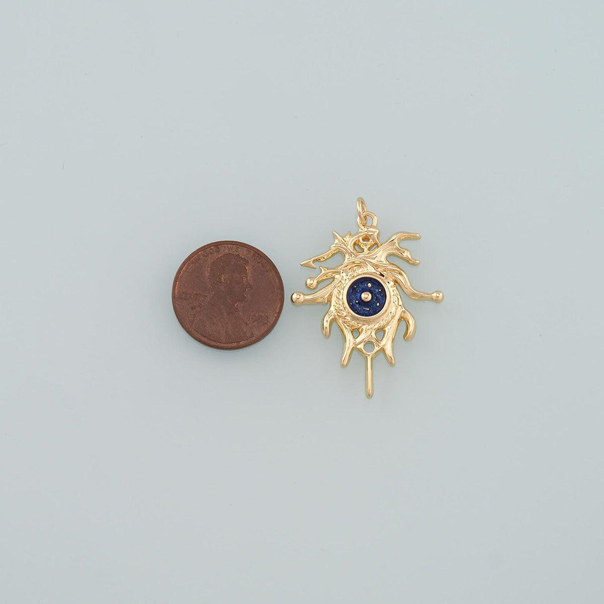 18K Gold Filled Evil Eye Pendant,Enamel Eye Charm Bracelet Necklace for DIY Jewelry Making Supply