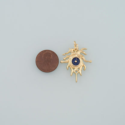 18K Gold Filled Evil Eye Pendant,Enamel Eye Charm Bracelet Necklace for DIY Jewelry Making Supply