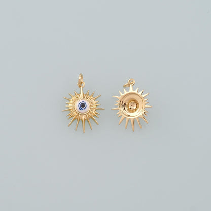 18K Gold Filled Evil Eye Pendant,Enamel Eye Charm Bracelet Necklace for DIY Jewelry Making Supply