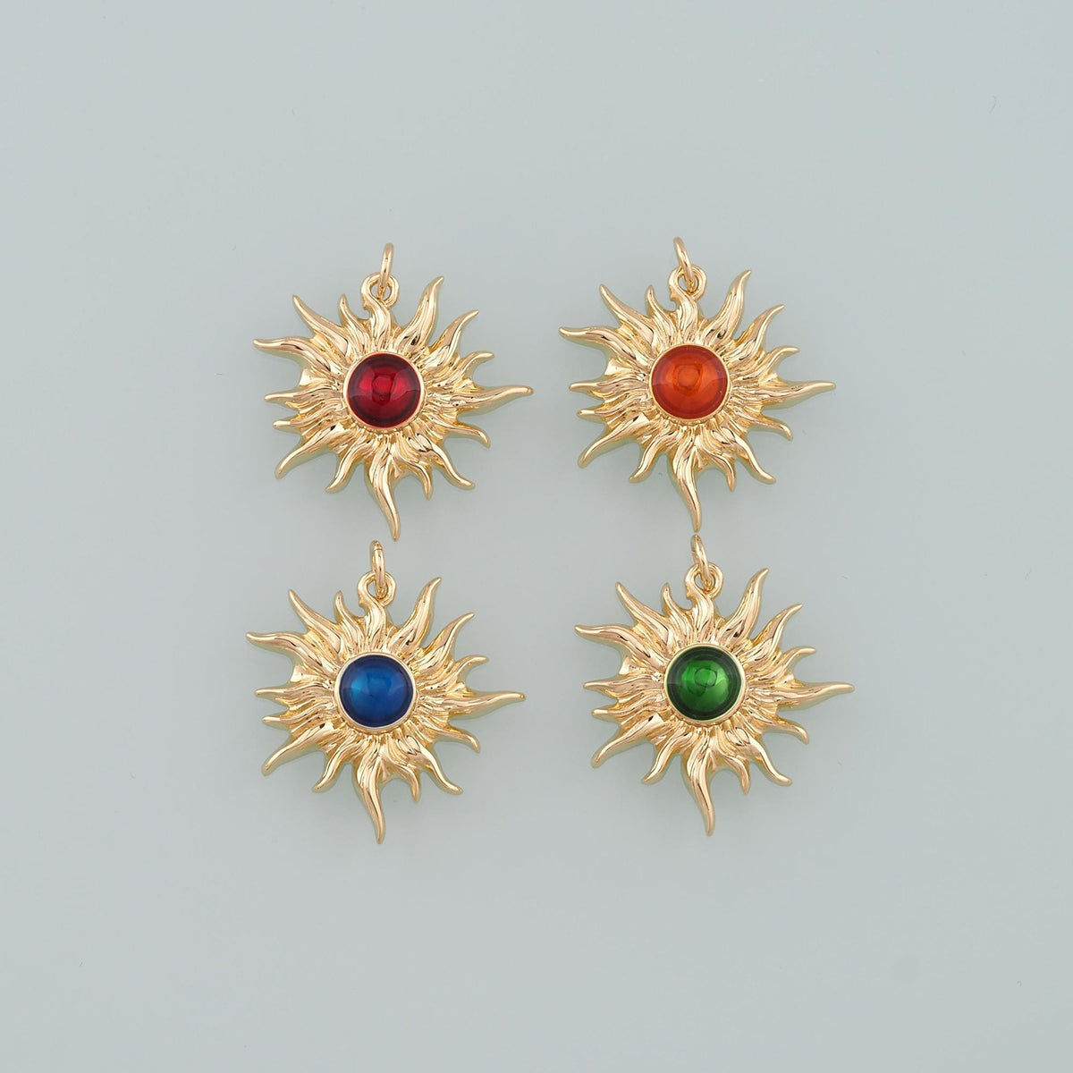 Gold Sun Charms,18K Gold Filled Sun Pendant,Enamel Celestial Charm Bracelet Necklace for DIY Jewelry Making Supply