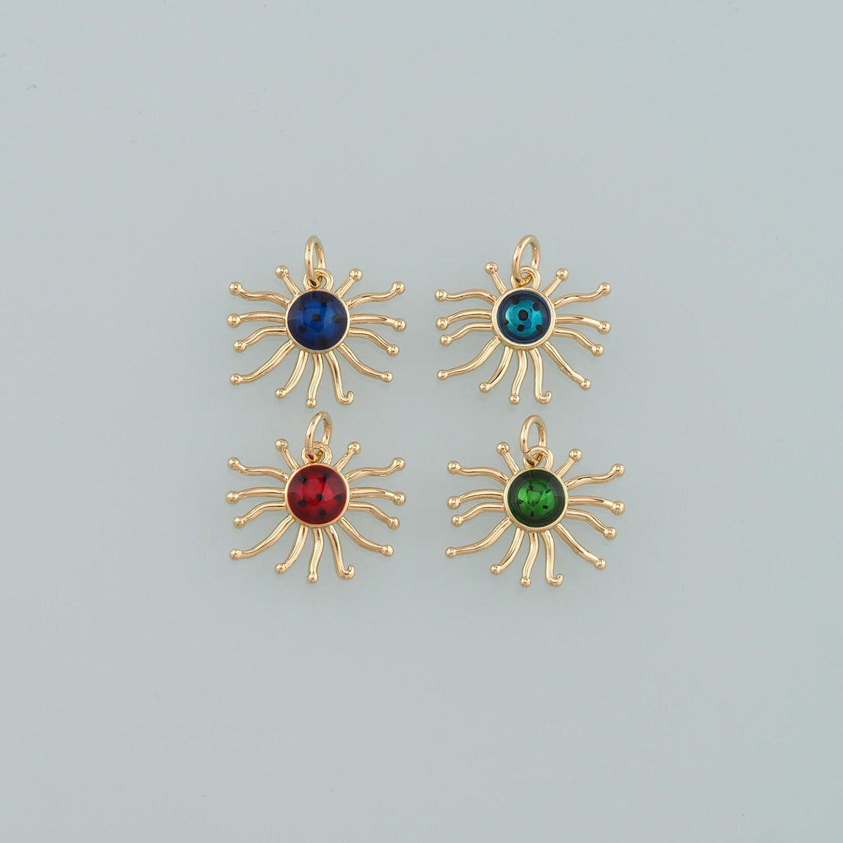 18K Gold Filled Sun Enamel Charm Pendant for Jewelry Making