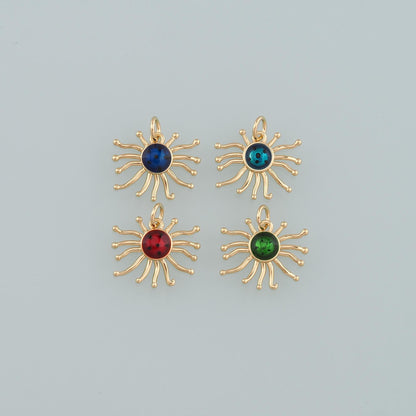 18K Gold Filled Sun Enamel Charm Pendant for Jewelry Making