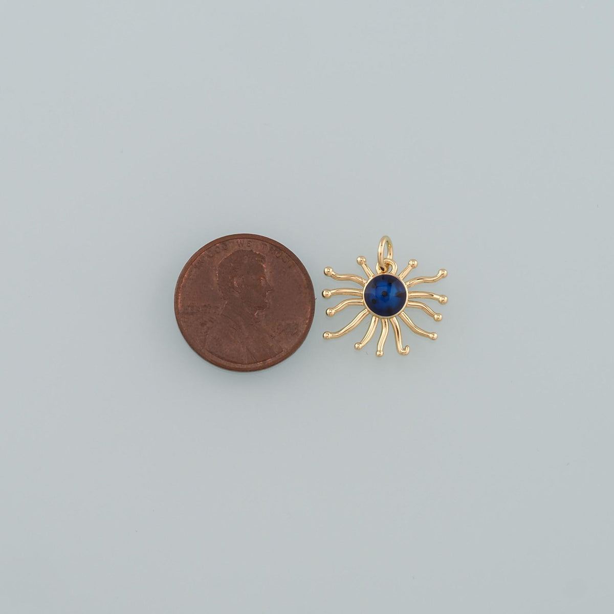 18K Gold Filled Sun Enamel Charm Pendant for Jewelry Making