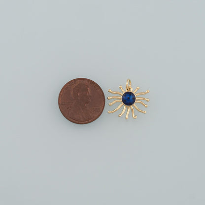 18K Gold Filled Sun Enamel Charm Pendant for Jewelry Making
