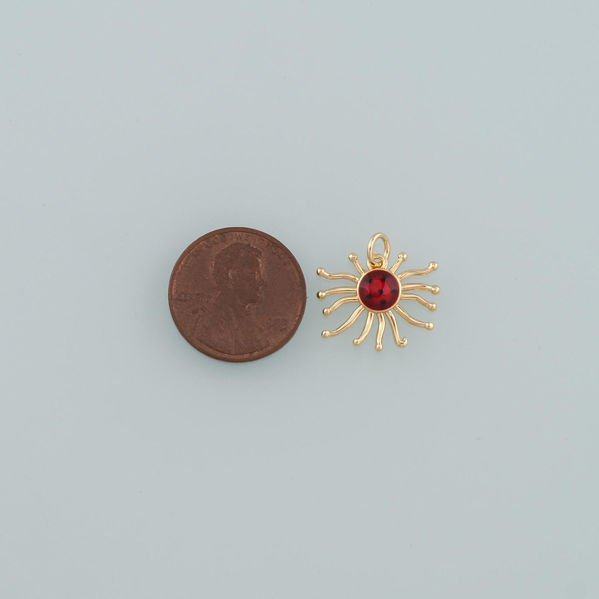 18K Gold Filled Sun Enamel Charm Pendant for Jewelry Making