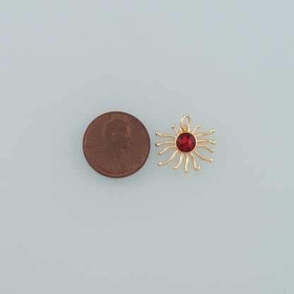 18K Gold Filled Sun Enamel Charm Pendant for Jewelry Making