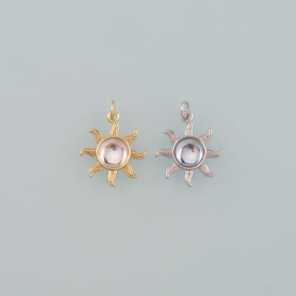 Gold Sun Charms,18K Gold Filled Sun Pendant,Celestial Charm Bracelet Necklace for DIY Jewelry Making Supply