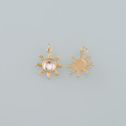 Gold Sun Charms,18K Gold Filled Sun Pendant,Celestial Charm Bracelet Necklace for DIY Jewelry Making Supply