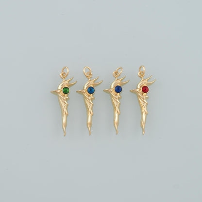 18K Gold Filled Cane Pendant,Enamel Cane Charm Bracelet Necklace for DIY Jewelry Making Supply