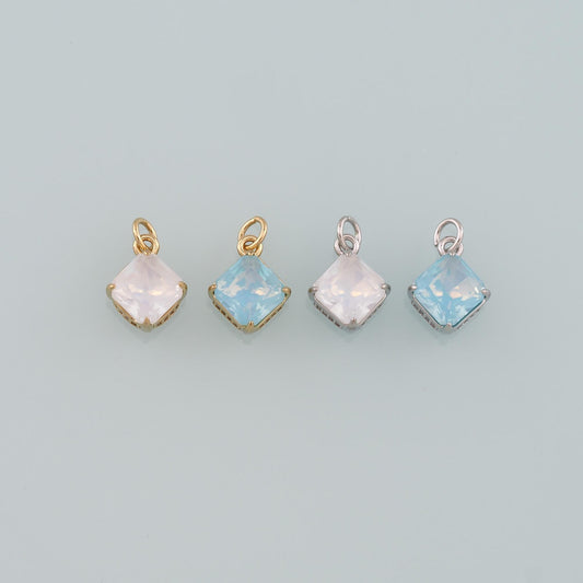 18K Gold Filled Rhombus Pendant,Crystal Rhombus Charm Bracelet Necklace for DIY Jewelry Making Supply
