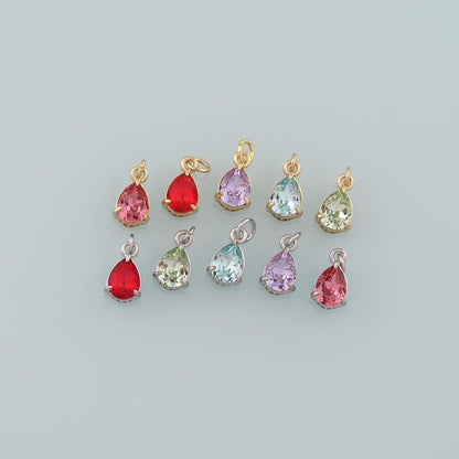 18K Gold Filled Crystal Teardrop Charm Pendant for Jewelry Making