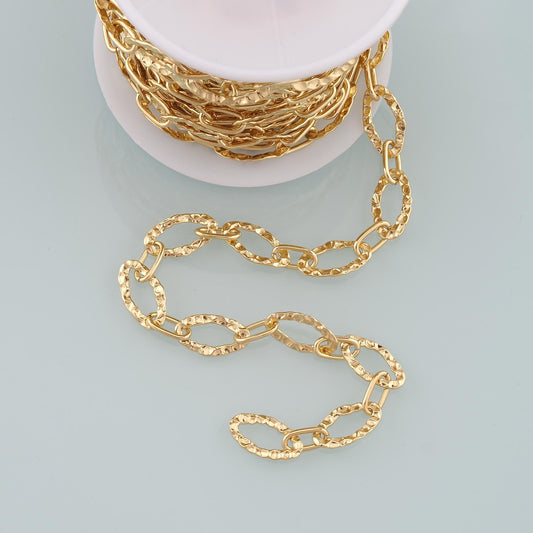 Gold Paper Clip Chain,18K Gold Filled Oval Chain for Necklace Bracelet DIY Jewelry Making Supply