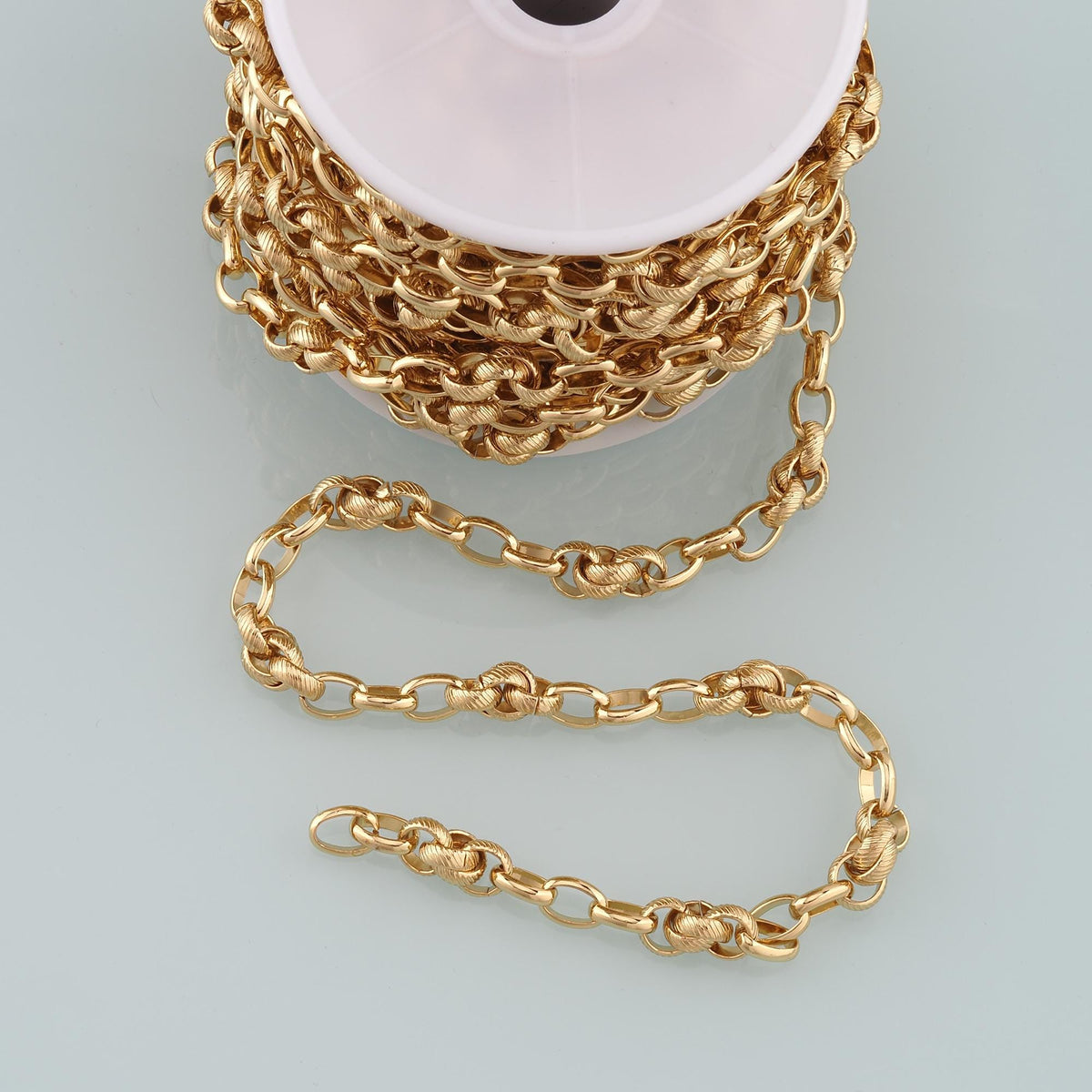 Gold Rollo Chain,18K Gold Filled Oval Chain for Necklace Bracelet DIY Jewelry Making Supply