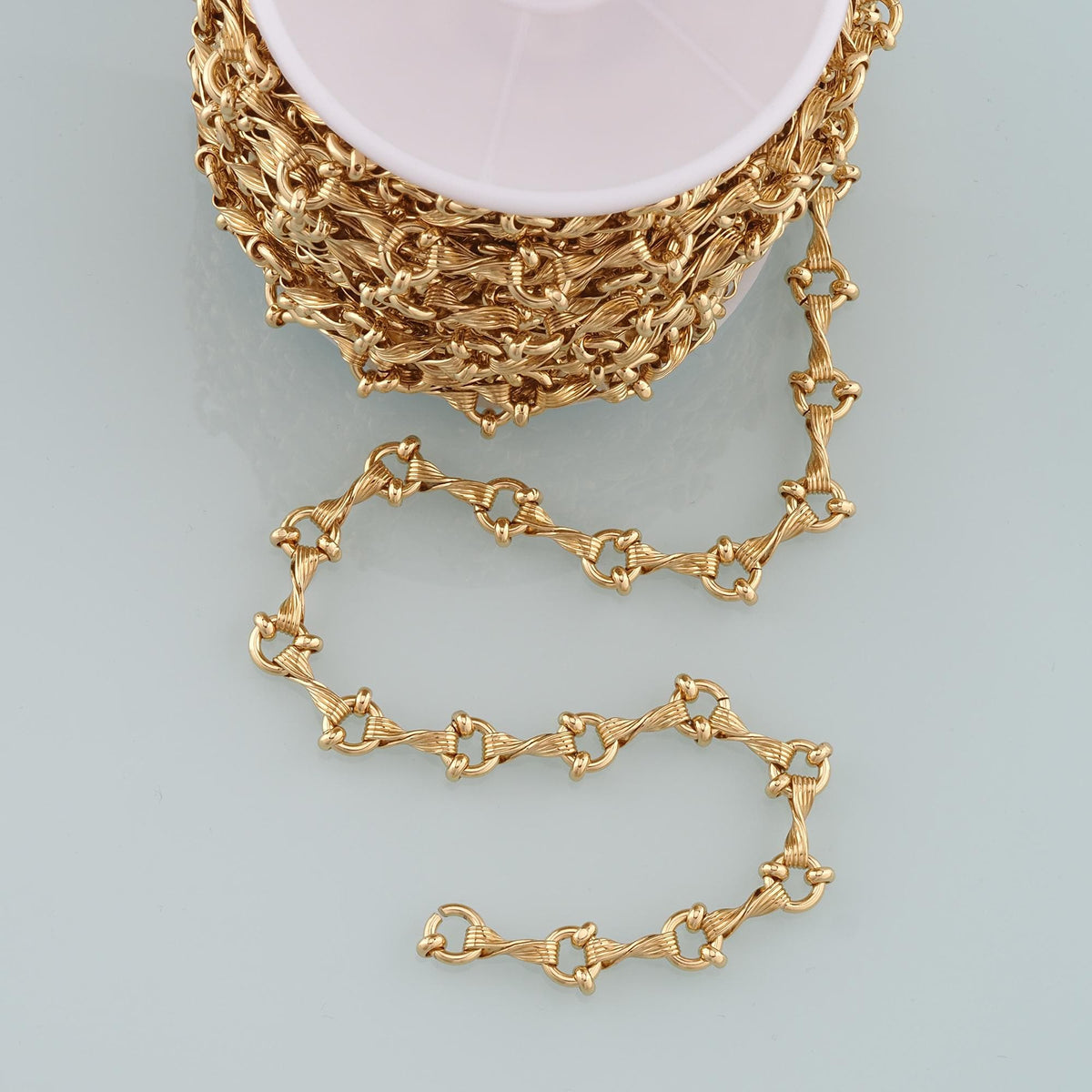 Gold Twist Chain,18K Gold Filled Round Chain for Necklace Bracelet DIY Jewelry Making Supply