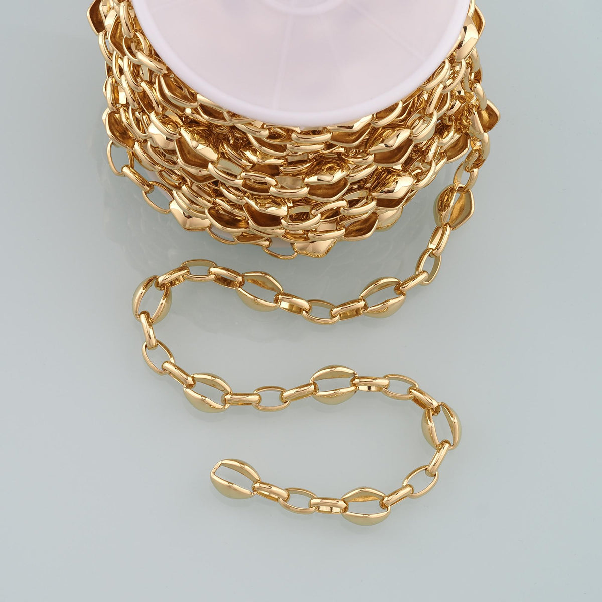 Gold Rollo Chain,18K Gold Filled Oval Chain for Necklace Bracelet DIY Jewelry Making Supply