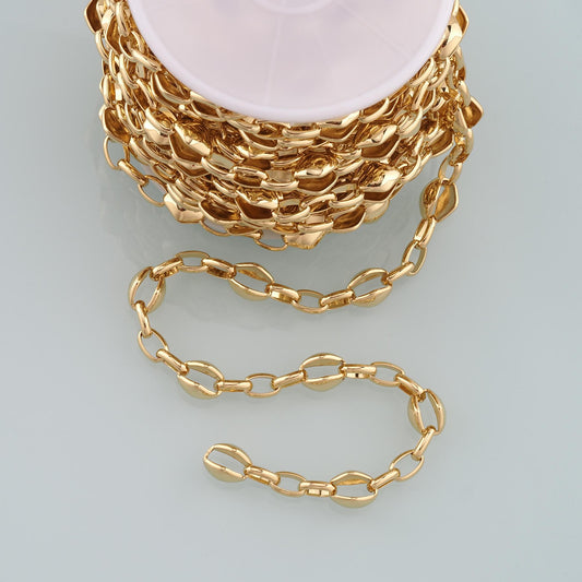 Gold Rollo Chain,18K Gold Filled Oval Chain for Necklace Bracelet DIY Jewelry Making Supply