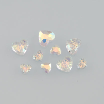 Gold Filled Crystal Heart Spacer Beads 8 mm, 12 mm for Jewelry Making