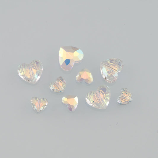5pcs Heart Crystal Spacer Bead Crystal AB Rhinestones for DIY Craft Jewelry Making Supply
