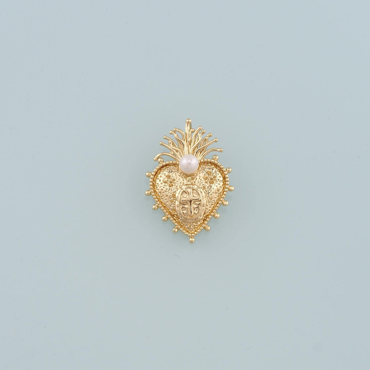 18K Gold Filled Sacred Heart Pearl Charm Pendant for Jewelry Making