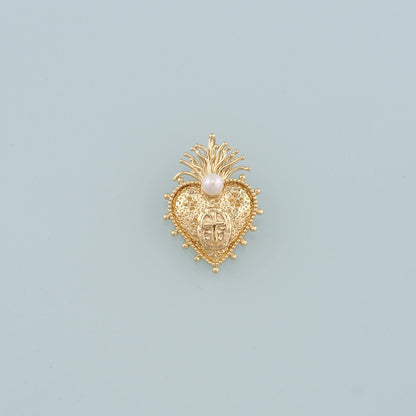 18K Gold Filled Sacred Heart Pearl Charm Pendant for Jewelry Making