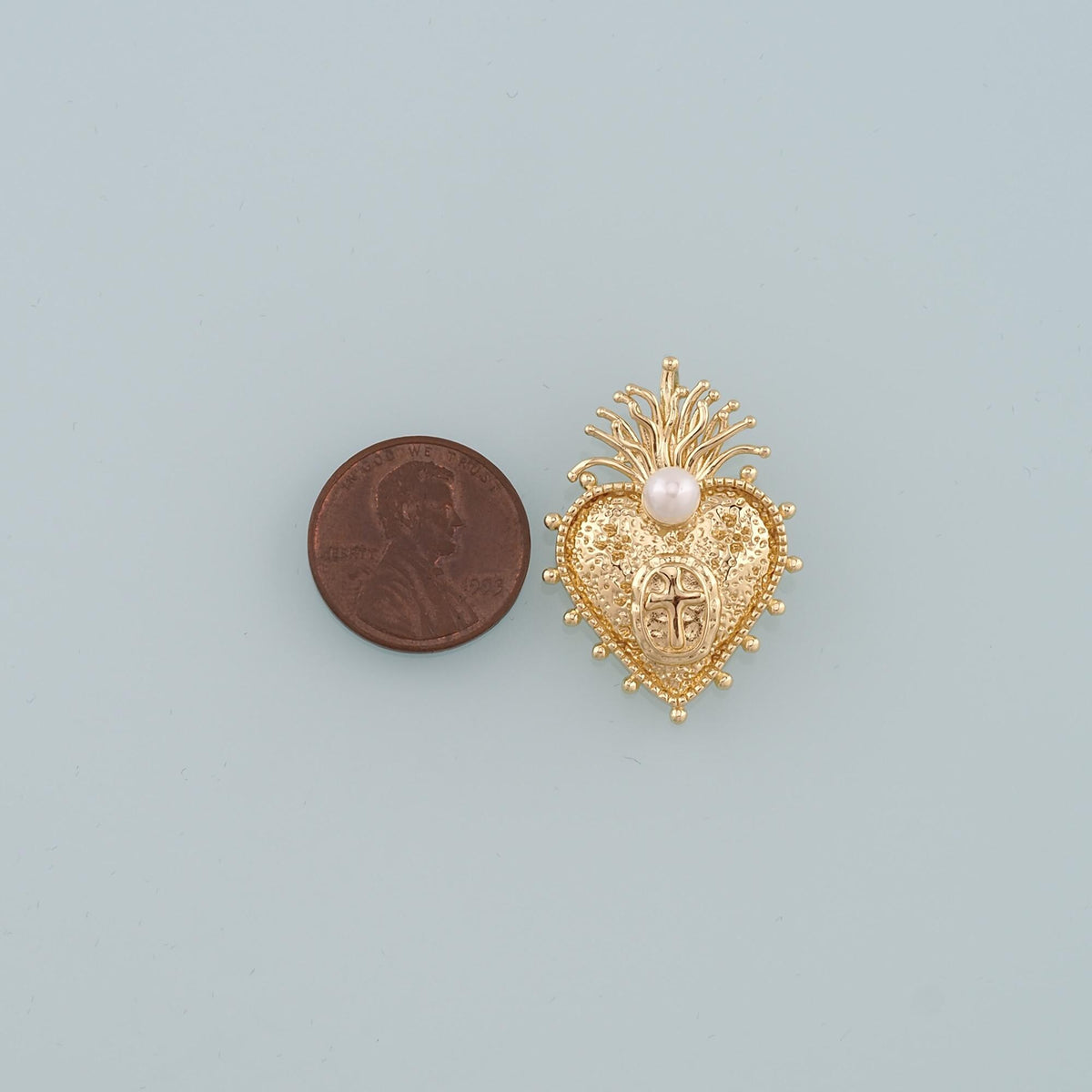 18K Gold Filled Sacred Heart Pearl Charm Pendant for Jewelry Making