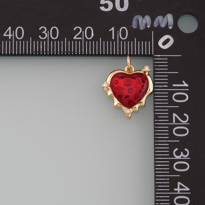 18K Gold Filled Enamel Heart Charm Pendant for Jewelry Making