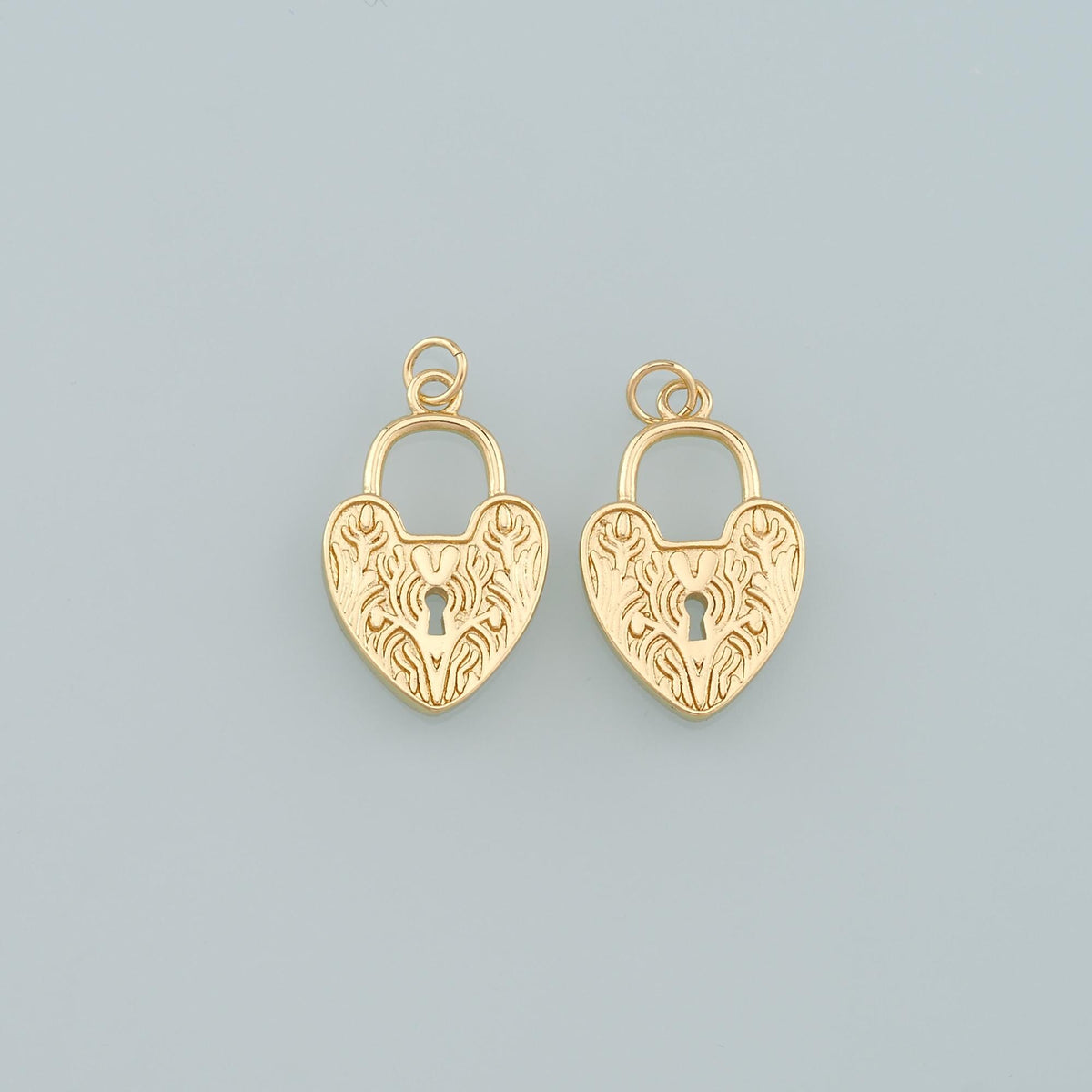 Gold Key Lock Charms,18K Gold Filled Lock Pendant,Heart Lock Charm Bracelet Necklace for DIY Jewelry Making Supply