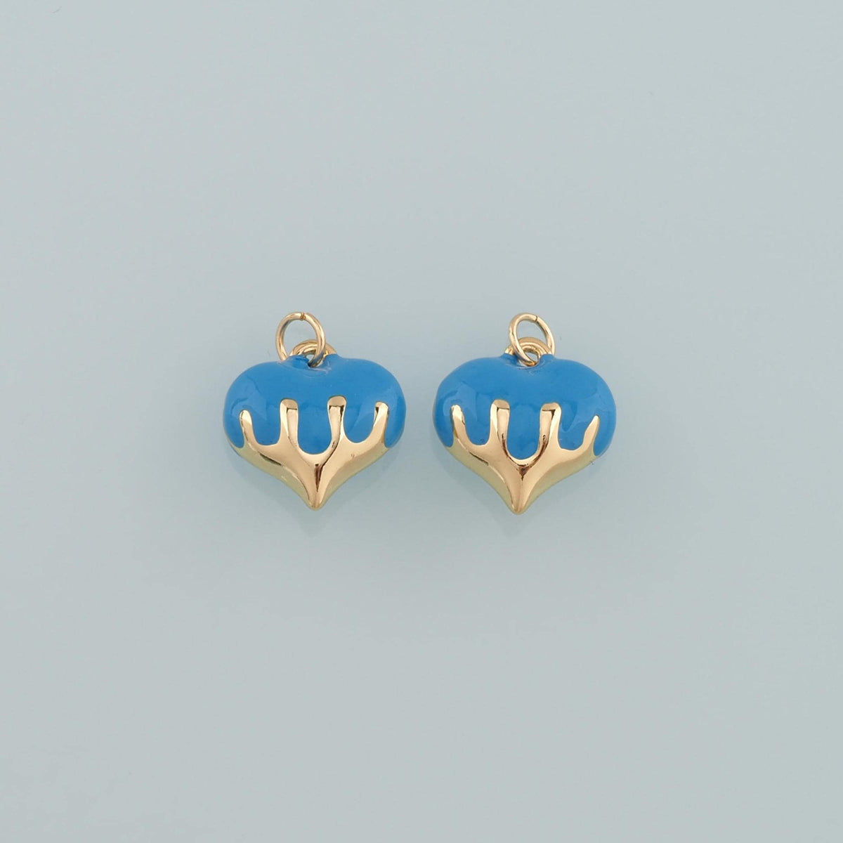 18K Gold Filled Heart Pendant,Enamel Heart Charm Bracelet Necklace for DIY Jewelry Making Supply