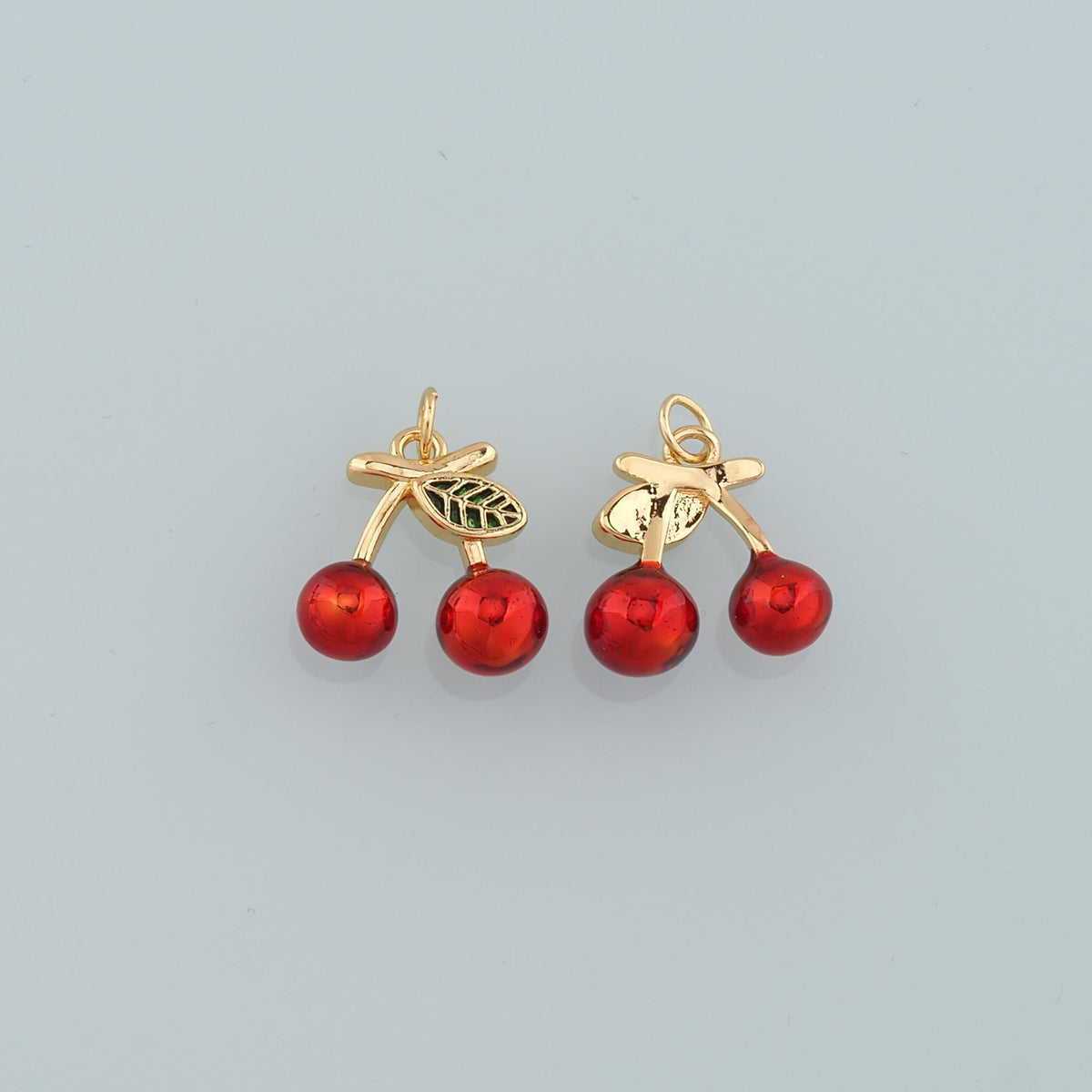 18K Gold Filled Cherry Enamel Charm Pendant for Jewelry Making