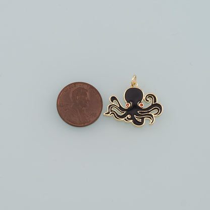 Gold Sea Life Charms,18K Gold Filled Enamel Octopus Pendant,Octopus Charm Bracelet Necklace for DIY Jewelry Making Supply