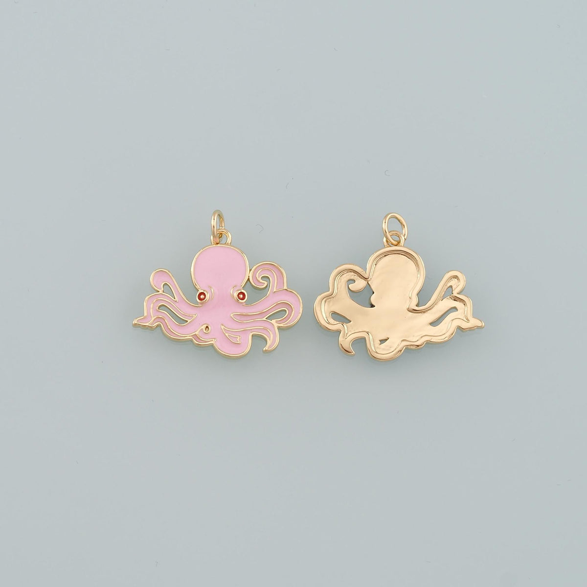 Gold Sea Life Charms,18K Gold Filled Enamel Octopus Pendant,Octopus Charm Bracelet Necklace for DIY Jewelry Making Supply