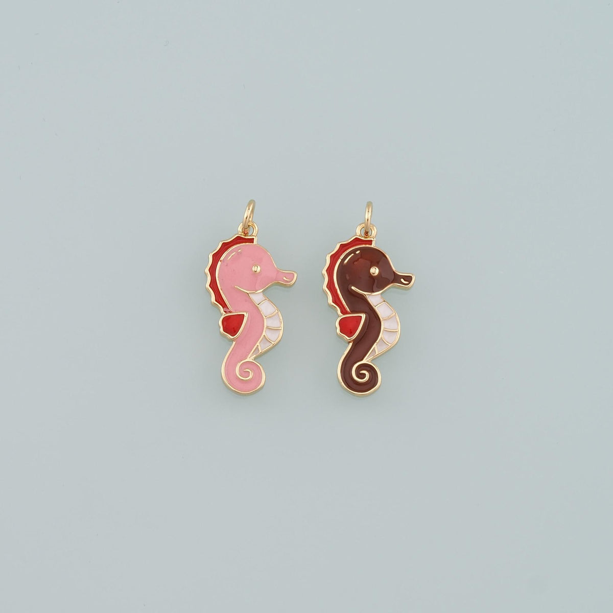 Gold Seahorse Charms,18K Gold Filled Seahorse Pendant,Enamel Seahorse Charm Bracelet Necklace for DIY Jewelry Making Supply