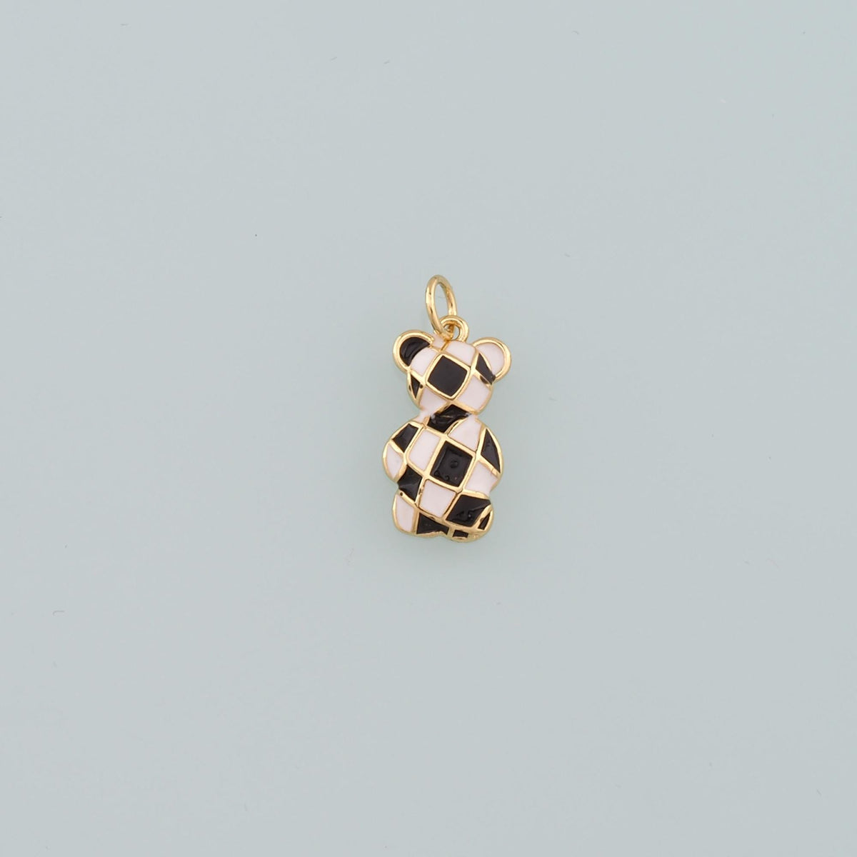 18K Gold Filled Bear Pendant,Enamel Bear Charm Bracelet Necklace for DIY Jewelry Making Supply