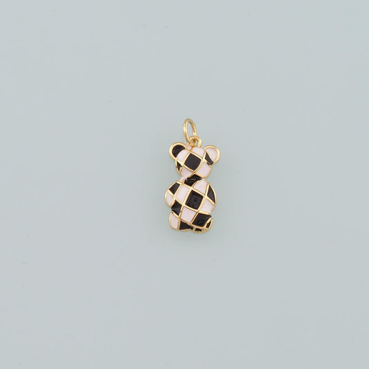 18K Gold Filled Bear Pendant,Enamel Bear Charm Bracelet Necklace for DIY Jewelry Making Supply