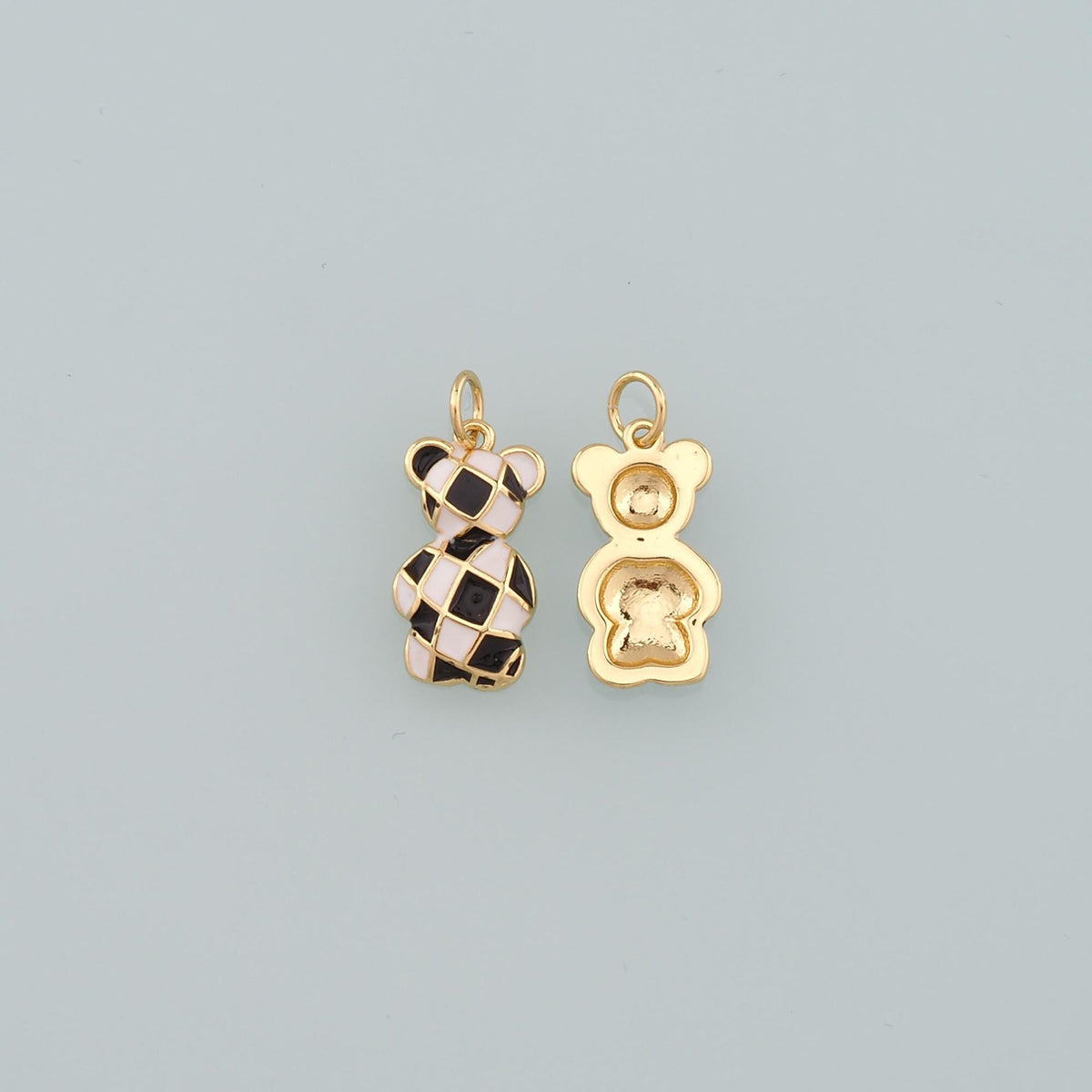 18K Gold Filled Bear Pendant,Enamel Bear Charm Bracelet Necklace for DIY Jewelry Making Supply