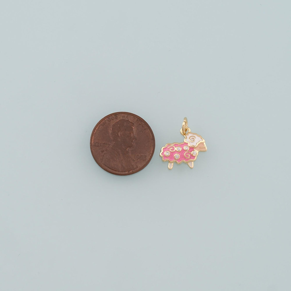 18K Gold Filled Sheep Pendant,Enamel Animal Charm Bracelet Necklace for DIY Jewelry Making Supply