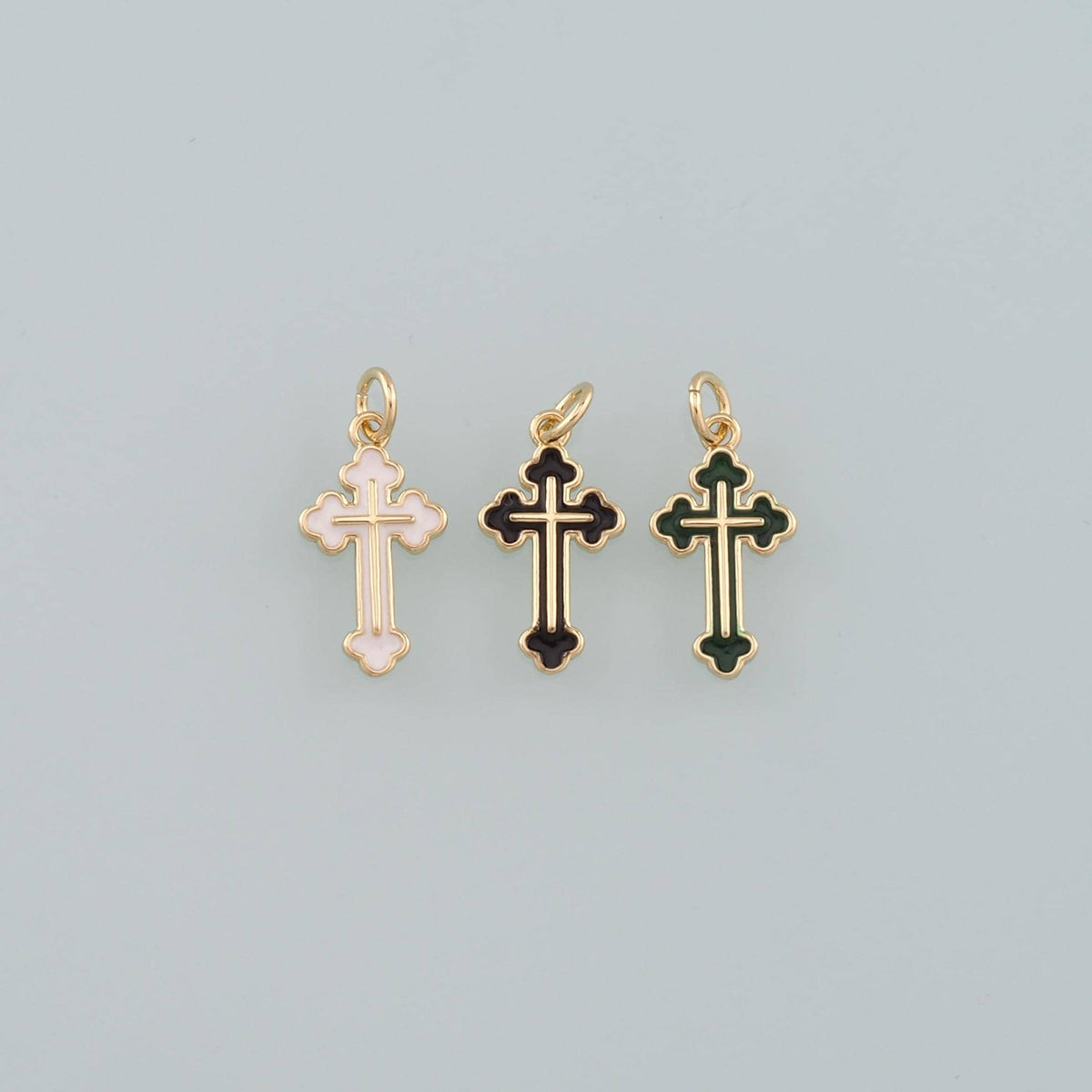 18K Gold Filled Cross Enamel Charm Pendant for Jewelry Making