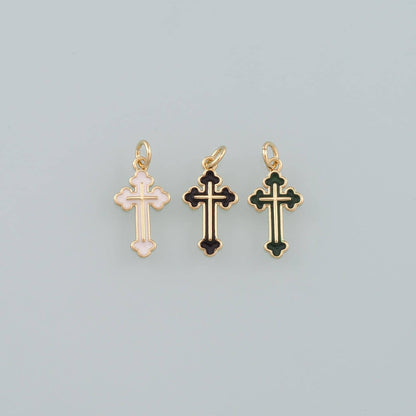 18K Gold Filled Cross Enamel Charm Pendant for Jewelry Making