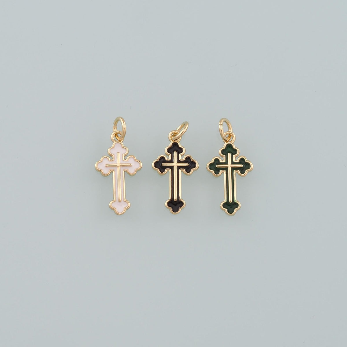 Gold Cross Charms,18K Gold Filled Cross Pendant,Enamel Religion Charm Bracelet Necklace for DIY Jewelry Making Supply
