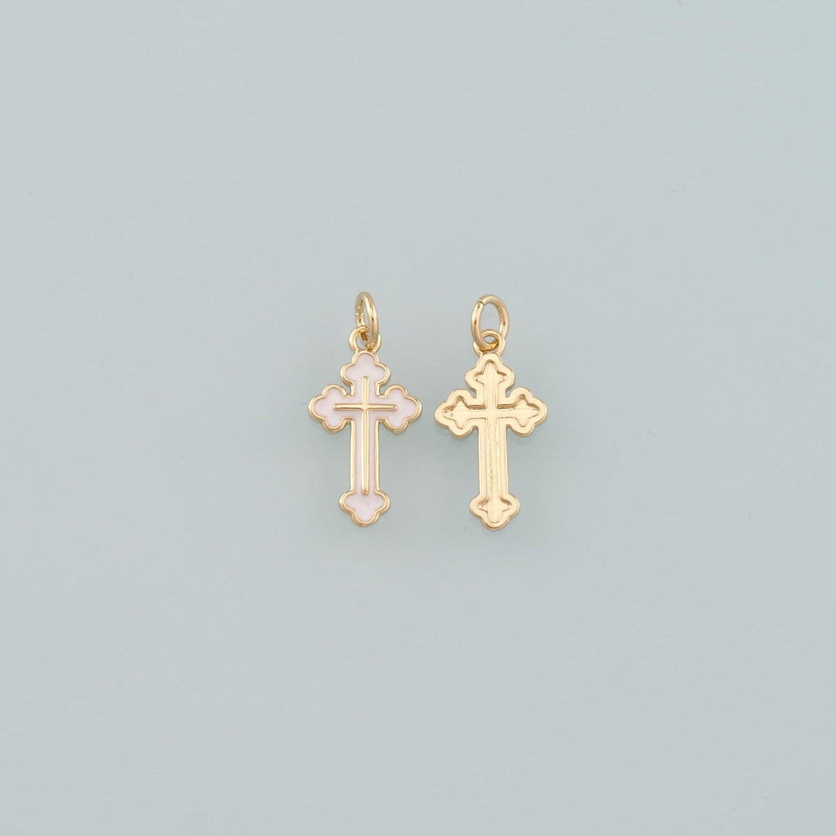 18K Gold Filled Cross Enamel Charm Pendant for Jewelry Making