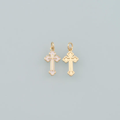 Gold Cross Charms,18K Gold Filled Cross Pendant,Enamel Religion Charm Bracelet Necklace for DIY Jewelry Making Supply