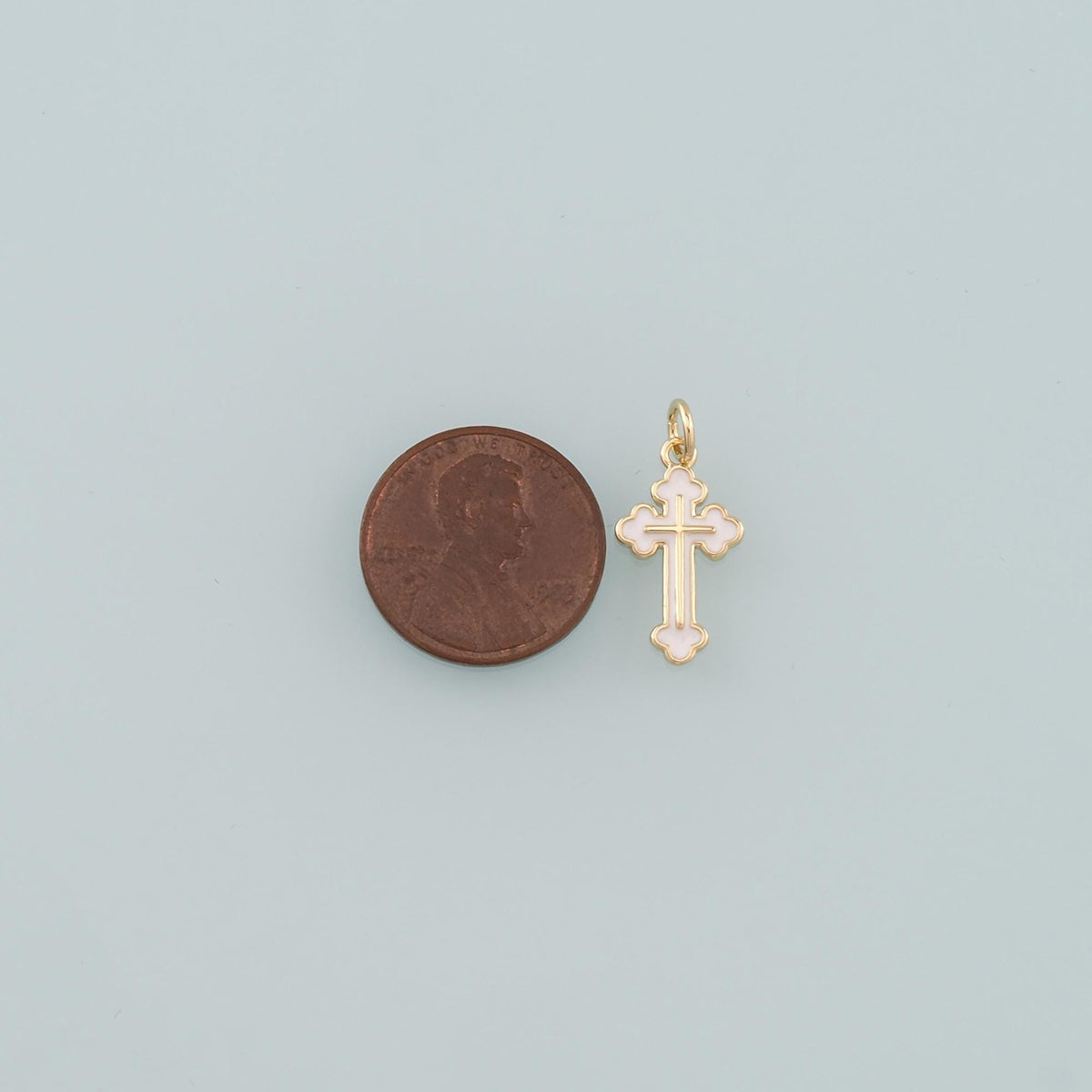 18K Gold Filled Cross Enamel Charm Pendant for Jewelry Making
