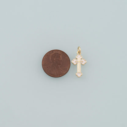 18K Gold Filled Cross Enamel Charm Pendant for Jewelry Making